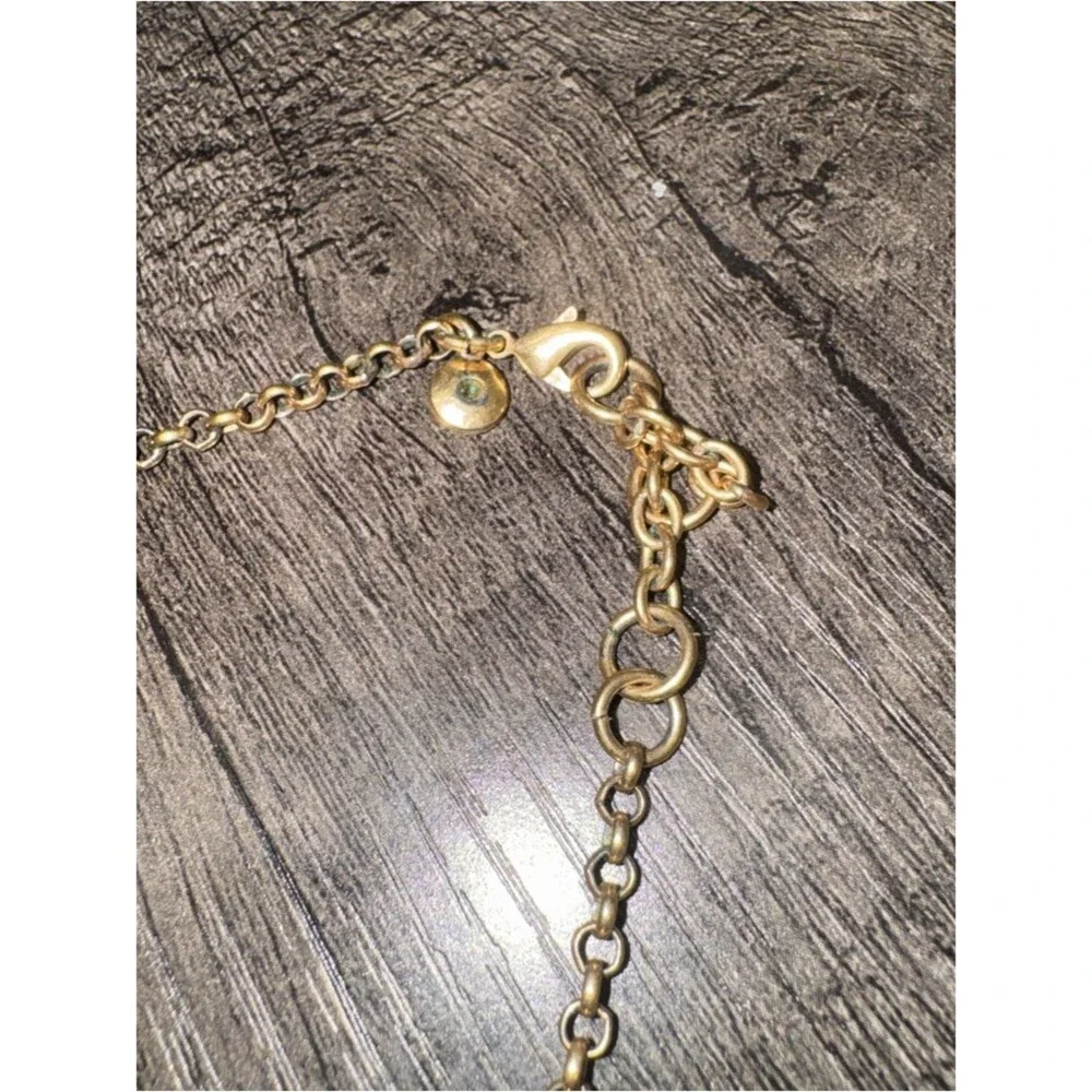 J. Crew Gold-Tone Necklace with Mint Green Floral Stones